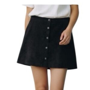 IJOAH Corduroy Button Down Skirt Size Medium M Black